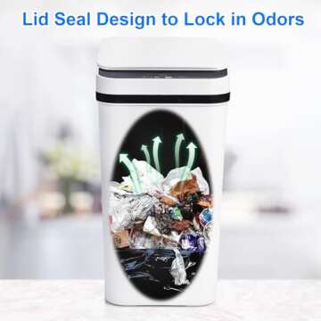 Anborry Bathroom Smart Touchless Trash Can 2.2 Gallon Automatic Motion Sensor Rubbish Can with Lid Electric Narrow Small Garbage Bin for Kitchen, Office, Living Room, Toilet, Bedroom, RV