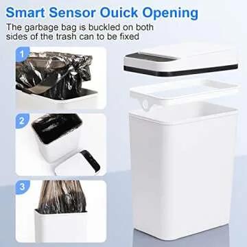 Anborry Bathroom Smart Touchless Trash Can 2.2 Gallon Automatic Motion Sensor Rubbish Can with Lid Electric Narrow Small Garbage Bin for Kitchen, Office, Living Room, Toilet, Bedroom, RV