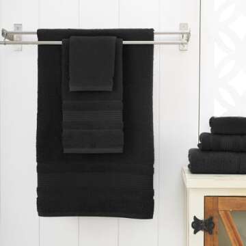 Personalized Custom Monogrammed Black Hand Towels Set - 2 Piece, Soft & Absorbent 100% Cotton - Perf...