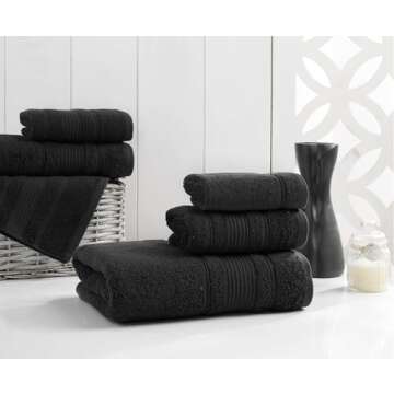 Personalized Custom Monogrammed Black Hand Towels Set - 2 Piece, Soft & Absorbent 100% Cotton - Perfect for Gifts, Home, Bathroom, Spa, or Kitchen - Wheat Design with Letter 'S' in Black Thread