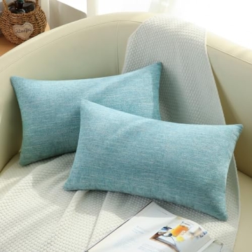 decorUhome Chenille Decorative Spring Throw Pillow Covers 12x20 Set of 2, Lumbar Farmhouse Textured ...