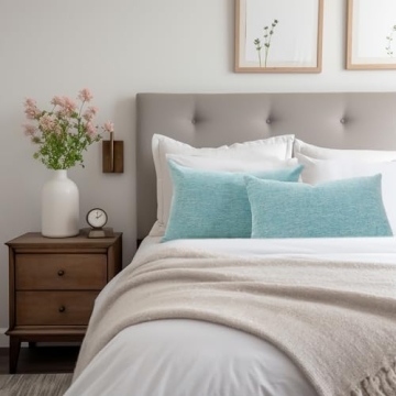 decorUhome Chenille Decorative Spring Throw Pillow Covers 12x20 Set of 2, Lumbar Farmhouse Textured Pillow Covers for Couch Sofa Bed Living Room, Turquoise