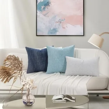 decorUhome Chenille Decorative Spring Throw Pillow Covers 12x20 Set of 2, Lumbar Farmhouse Textured Pillow Covers for Couch Sofa Bed Living Room, Turquoise