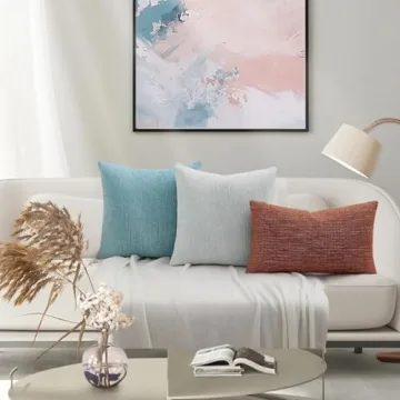 decorUhome Chenille Decorative Spring Throw Pillow Covers 12x20 Set of 2, Lumbar Farmhouse Textured Pillow Covers for Couch Sofa Bed Living Room, Turquoise