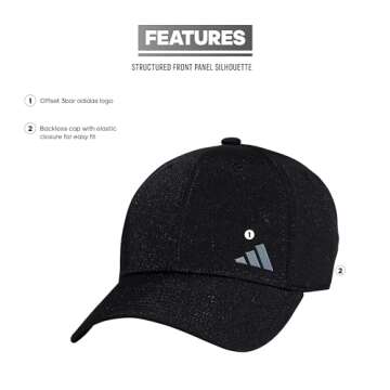 adidas Women's Backless Ponytail Hat Adjustable Fit Baseball Cap, Black/Black/Grey, One Size