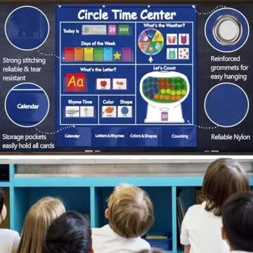 KIKIGOAL Circle Time Center Classroom Pocket Chart Educational Pocket Chart Teaching Materials Learning Calendar Weather Counting Letter Color Shape etc