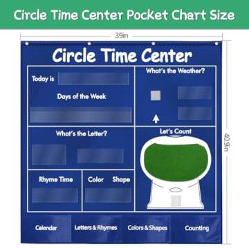 KIKIGOAL Circle Time Center Classroom Pocket Chart Educational Pocket Chart Teaching Materials Learning Calendar Weather Counting Letter Color Shape etc