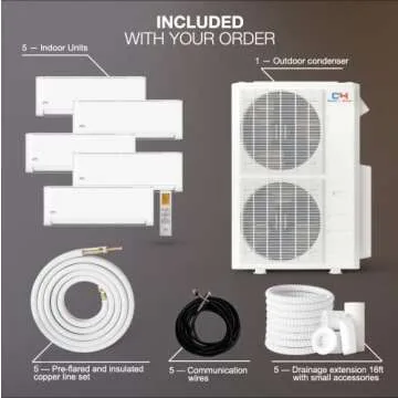Cooper & Hunter 5 Zone 9000 9000 12000 12000 12000 BTU Multi Zone Ductless Mini Split Air Conditioner Heat Pump Full Set with 25ft Installation Kits