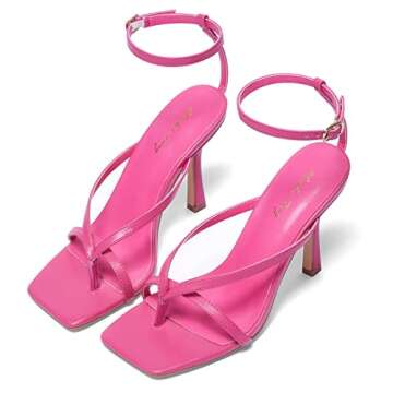 Elisabet Tang Women's Square Toe Heeled Sandals - Hot Pink, Size 8