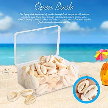 LEOBRO 120 PCS Open Back Natural Spiral Shell Beads Smooth Cut Oval Seashells Beach Seashells Cowrie Shells Charm Beads with Big Hole & 5.5 Yard Black Waxed Cotton Cord for DIY Craft Jewelry Making