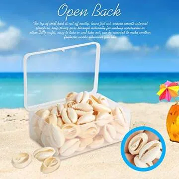 LEOBRO 120 PCS Open Back Natural Spiral Shell Beads Smooth Cut Oval Seashells Beach Seashells Cowrie Shells Charm Beads with Big Hole & 5.5 Yard Black Waxed Cotton Cord for DIY Craft Jewelry Making