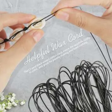 LEOBRO 120 PCS Open Back Natural Spiral Shell Beads Smooth Cut Oval Seashells Beach Seashells Cowrie Shells Charm Beads with Big Hole & 5.5 Yard Black Waxed Cotton Cord for DIY Craft Jewelry Making