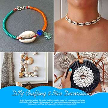 LEOBRO 120 PCS Open Back Natural Spiral Shell Beads Smooth Cut Oval Seashells Beach Seashells Cowrie Shells Charm Beads with Big Hole & 5.5 Yard Black Waxed Cotton Cord for DIY Craft Jewelry Making