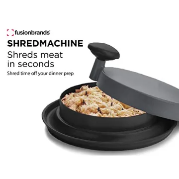FusionBrands ShredMachine-The Quick, Easy to Use Alternative to Bear Claws Meat Shredder for Pulled Pork, Beef and Chicken and More-BPA Free Hand Shredder with Easy to Grip Handles, Non-Skid Base,Grey