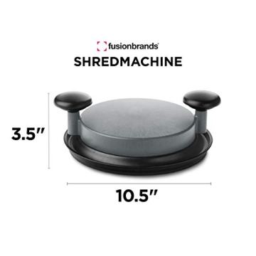 FusionBrands ShredMachine-The Quick, Easy to Use Alternative to Bear Claws Meat Shredder for Pulled Pork, Beef and Chicken and More-BPA Free Hand Shredder with Easy to Grip Handles, Non-Skid Base,Grey