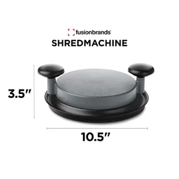 FusionBrands ShredMachine-The Quick, Easy to Use Alternative to Bear Claws Meat Shredder for Pulled Pork, Beef and Chicken and More-BPA Free Hand Shredder with Easy to Grip Handles, Non-Skid Base,Grey