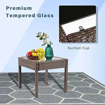 PAOLFOX Outdoor Patio Furniture Sets, Patio Furniture Set 3 Piece, Wicker Patio Chairs, Porch Deck Furniture, Rattan Wicker Furniture, Beige