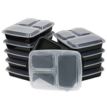 Dealberry Meal Prep Containers - 3 Compartment Bento Boxes