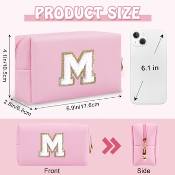 Personalized Small Travel Initial Preppy Makeup Bag - Cute Cosmetic Organizer