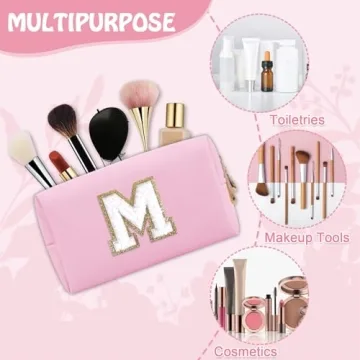 Personalized Pink Preppy Makeup Bag for Travel and Gifts