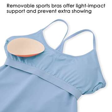 Willit Women's Exercise Dress Tennis Golf Workout Dress with Built-in Bra Yoga Athletic Dress with Pockets Blue L