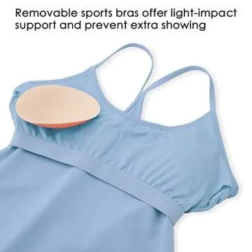 Willit Women's Exercise Dress Tennis Golf Workout Dress with Built-in Bra Yoga Athletic Dress with Pockets Blue L