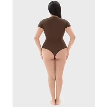PUMIEY Women's Short Sleeve Bodysuit - Chocolate Comfort