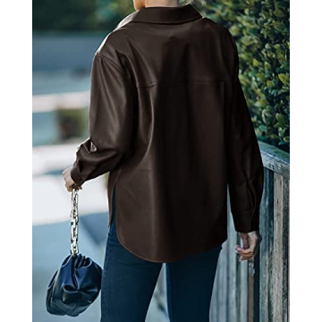 Ferngirl Women Faux PU Leather Jacket Shacket for All Occasions