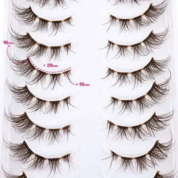 Brown Lashes Anime Eyelashes Natural Look Wispy Fake Eyelashes Manga Clear Band Strip Eye Lashes False Eyelashes Pestañas Postizas 10 Pairs ALICROWN