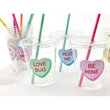 Conversation Heart Valentines Day Party Cups Set of 12