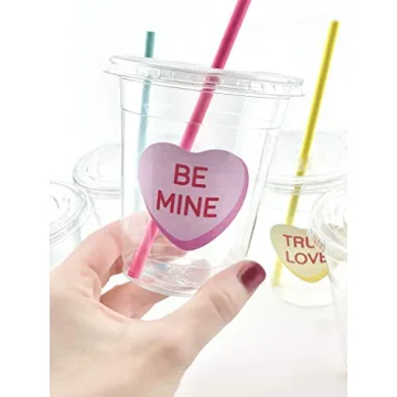 Conversation Heart Valentines Day Party Cups Set of 12