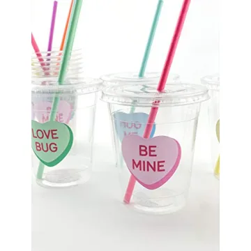 Conversation Heart Valentines Day Party Cups Set of 12