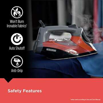 BLACK+DECKER D3500 Advanced Iron for Safe and Quick Ironing