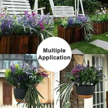 PARTY JOY 19 Bunches Fake Plants Outdoor, Fake Bushes UV Resistant Artificial Lavender Flowers Greenery Shrubs Faux Greenery for Outdoor Garden Patio Front Porch Yard Decor