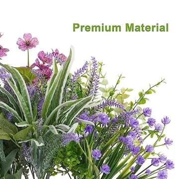PARTY JOY 19 Bunches Fake Plants Outdoor, Fake Bushes UV Resistant Artificial Lavender Flowers Greenery Shrubs Faux Greenery for Outdoor Garden Patio Front Porch Yard Decor