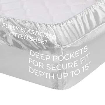 Satin Sheets Queen [4-Piece, White] Hotel Luxury Silky Bed Sheets - Extra Soft 1800 Microfiber Sheet Set, Wrinkle, Fade, Stain Resistant - Deep Pocket Fitted Sheet, Flat Sheet, Pillow Cases