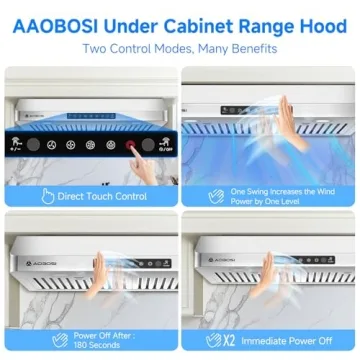 AAOBOSI 30-Inch Range Hood with Gesture Control and LED Lights