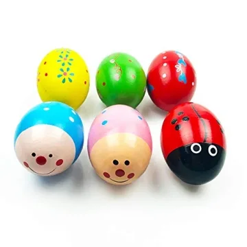 QINGQIU Wooden Shakers - Musical Easter Eggs for Kids