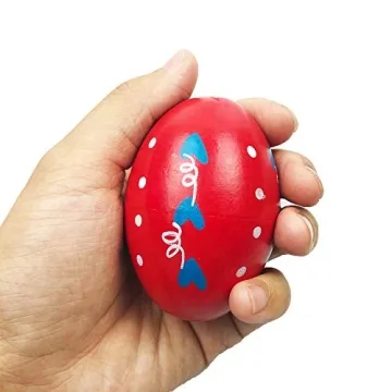 QINGQIU Wooden Shakers - Musical Easter Eggs for Kids