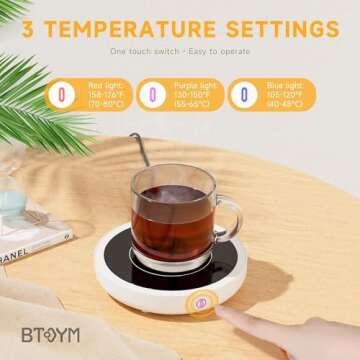 Coffee Mug Warmer Smart Cup Warmer with 3 Temperature Settings Electric Beverage Warmer Plate Auto Shut Off, Coffee, Tea and Milk Warmer for Office Home Desk Use (Cup Not Included)