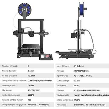Voxelab Aquila with Auto Leveling, High Speed and Open Sourse, FDM 3D Printer Removable Heated PEI Platform