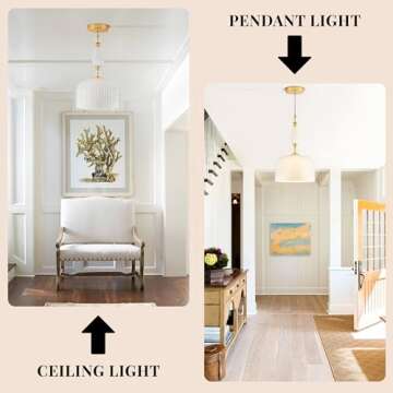 Corlaceling Milk Glass Pendant Light for Home Décor