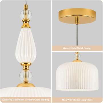 Corlaceling Milk Glass Pendant Light for Home Décor