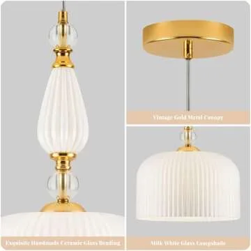 Corlaceling Milk Glass Pendant Light for Home Décor