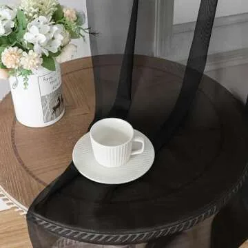 Aiyufeng 2 Panels Solid Color Semi Transparent Sheer 84" Length Window Curtains, Elegant Voile Panel...