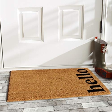 Calloway Mills Vertical Hello Doormat 24" x 36" Natural Black
