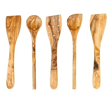 Tramanto Olive Wood Utensil Set 5-Piece Kitchen Tools