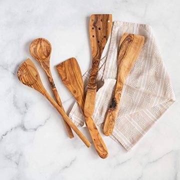 Tramanto Olive Wood Utensil Set 5-Piece Kitchen Tools