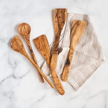Tramanto Olive Wood Utensil Set 5-Piece Kitchen Tools