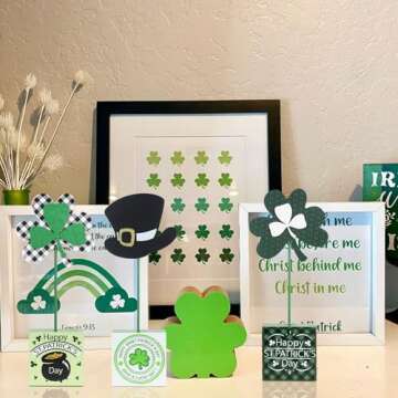 St Patricks Day Decorations, DEWBIN 3 PCS Wood Leprechaun Hat Shamrock St Patricks Day Decor, Shamrock Ornaments Happy St.Patrick's Day Sign Saint Patricks Day Decorations for the Home, Table